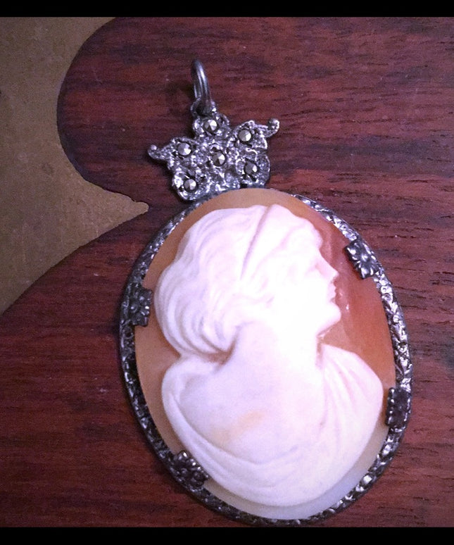 Antique sterling silver Shell Cameo Fancy