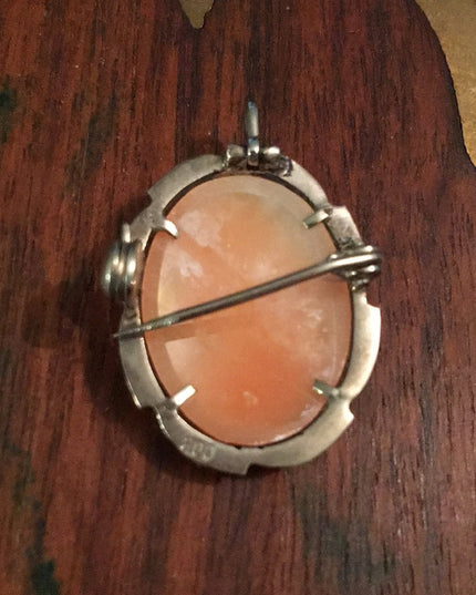 Vintage silver 800 shell cameo brooch