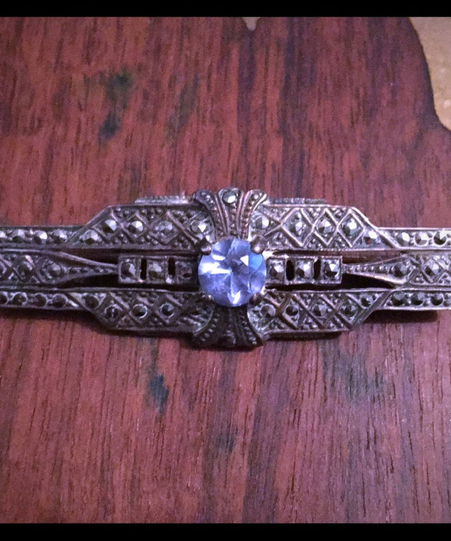 Antique Sterling 925 marcasite victorian Brooch