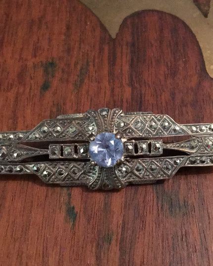 Antique Sterling 925 marcasite victorian Brooch