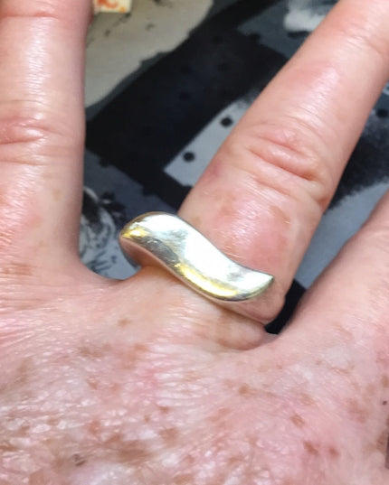 Vintage 1980s Modernist Brutalist sterling silver 925  ring