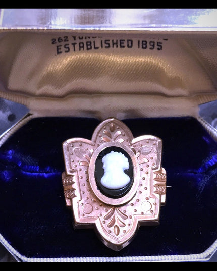 Antique Victorian GF cameo etched brooch pendant
