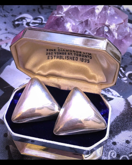 Vintage sterling silver 925 1980s Modernist chunky earrings Mexico