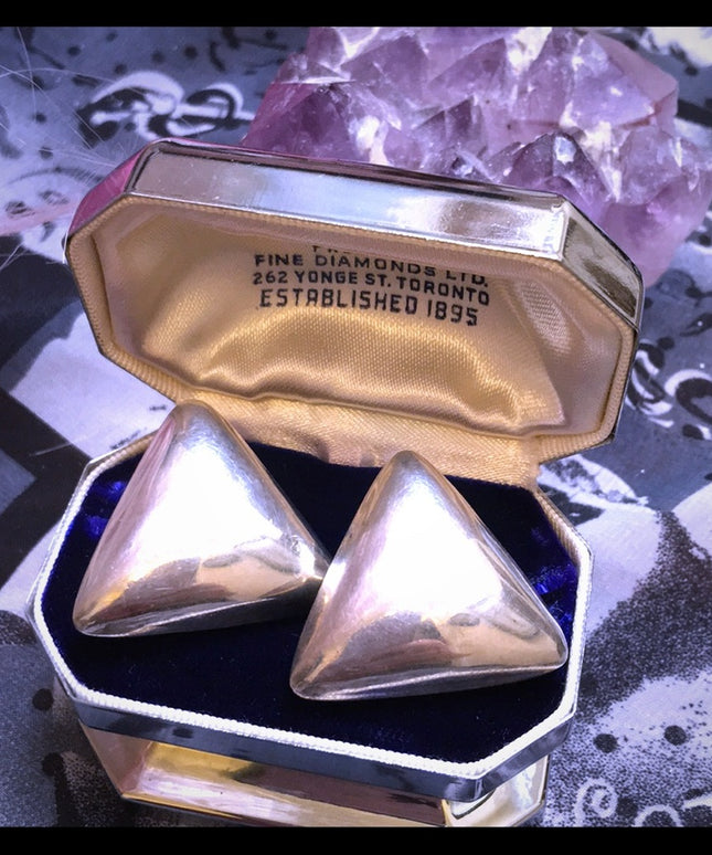 Vintage sterling silver 925 1980s Modernist chunky earrings Mexico