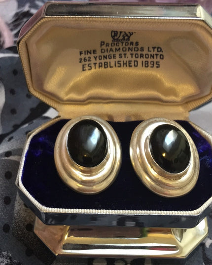 VTG Sterling 925 chunky earrings black onyx Mexixo