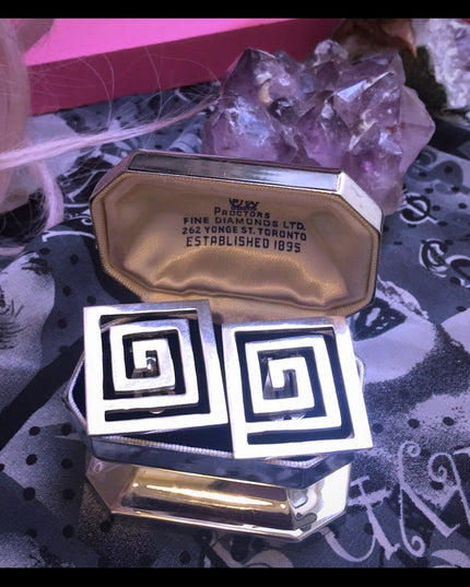 Vintage sterling 925 Modernist SQ clip on earrings Mexico signed