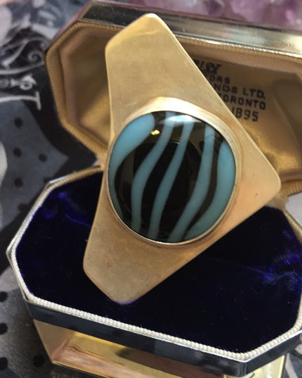 Vintage sterling silver  925 Modernist brutalist Designer glass pendant