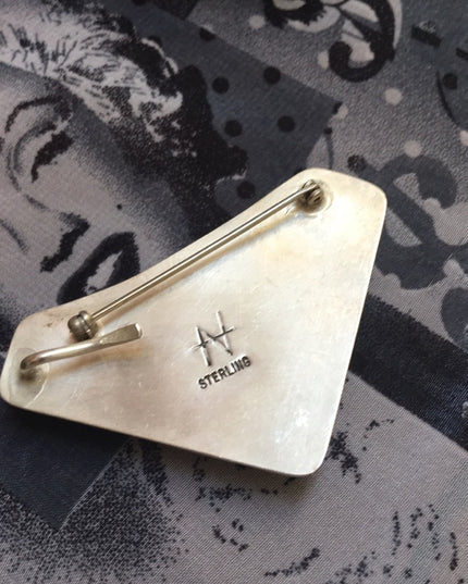 Vintage sterling silver  925 Modernist brutalist Designer glass pendant