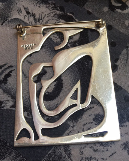 Vintage Matisse Blue Nude sitting sterling brooch Mexico 925