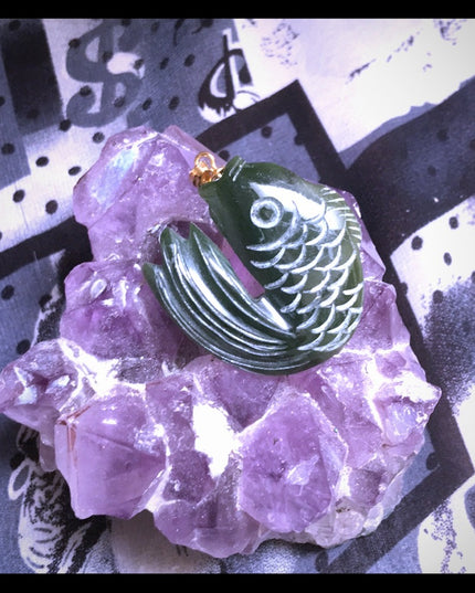 Vintage Carved jade lucky pendant