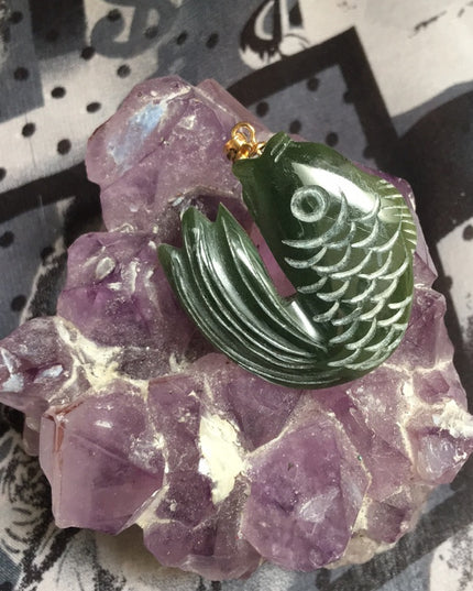 Vintage Carved jade lucky pendant