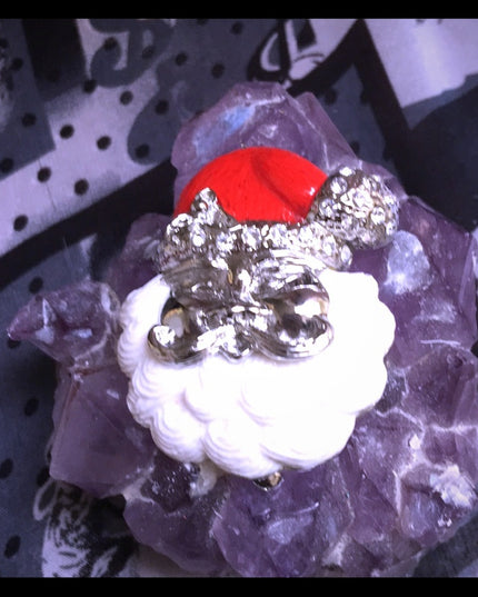 Santa crystal enamel resin cute christmas brooch