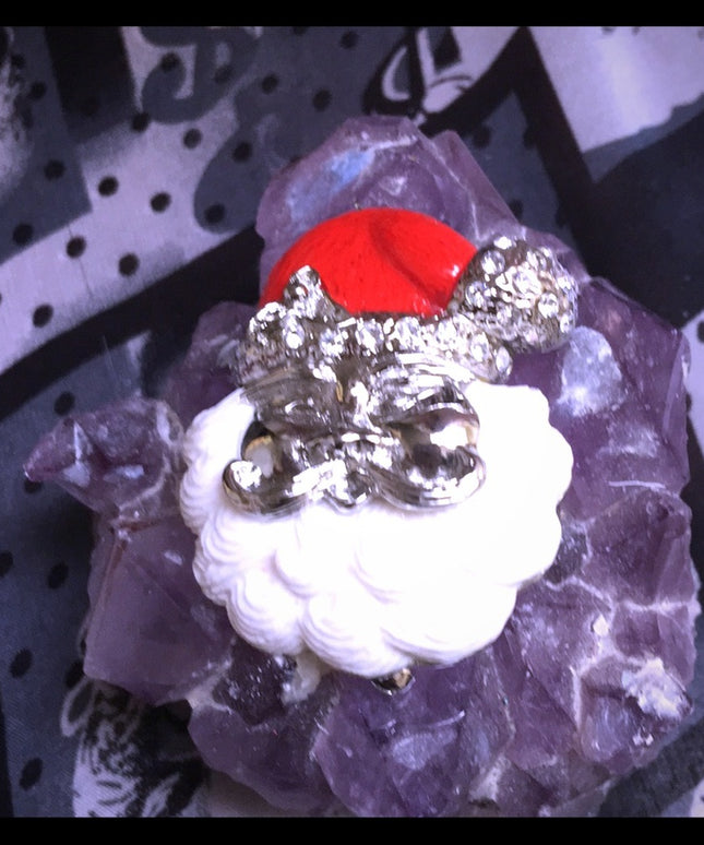 Santa crystal enamel resin cute christmas brooch