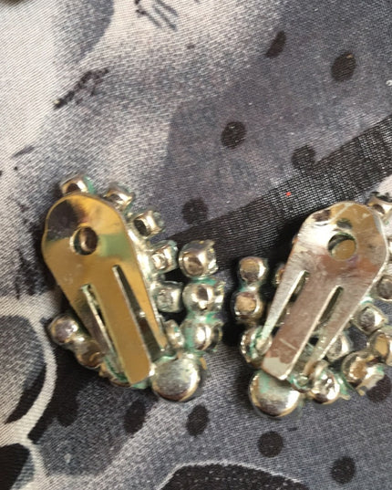 Vintage 1960s blue crystal clip on earrings
