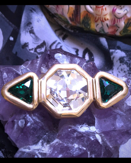 Vintage 1980s Authentic Swarovski Crystal brooch (SAL) green chunky beautiful