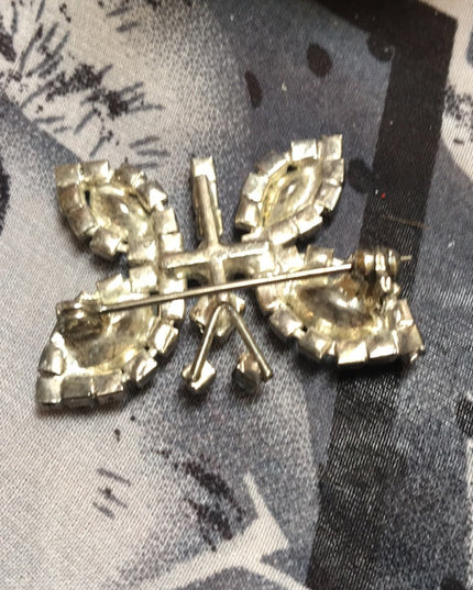 Vintage Silver crystal butterfly brooch