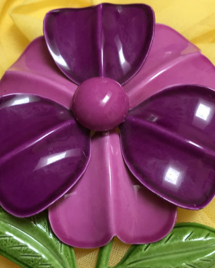 Vintage metal flower brooch 1960s Large