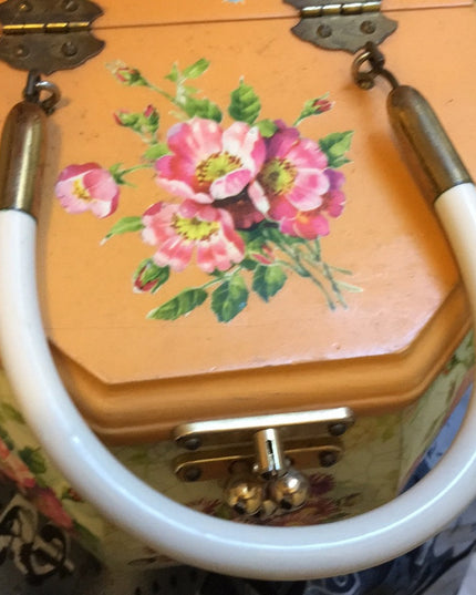 Vintage Wood Box purse flowers soo cute!!