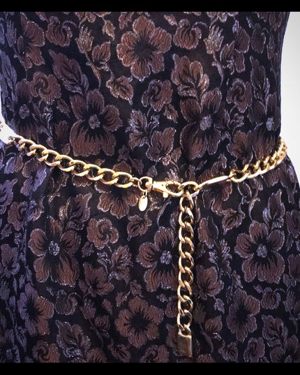 Vintage HEAVY gold metal chunky belt 100cm