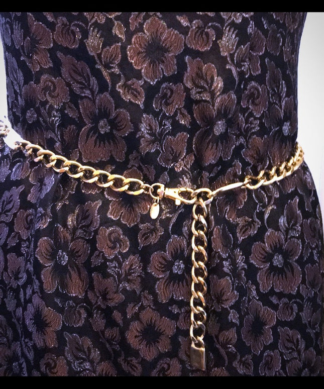Vintage HEAVY gold metal chunky belt 100cm