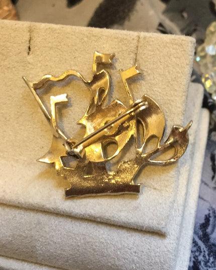 VTG sailing ship Nordic gold tone brooch nautical