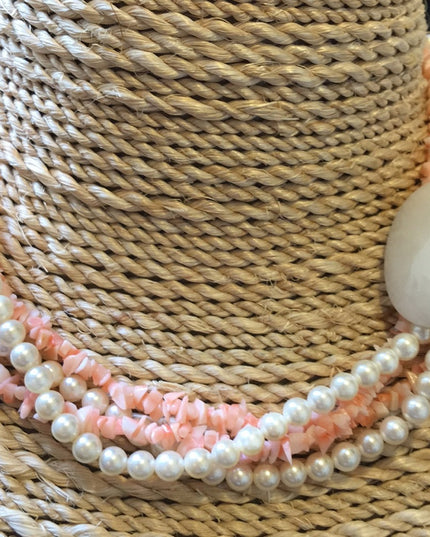 Vintage Faux pearl shell multi strand necklace x2