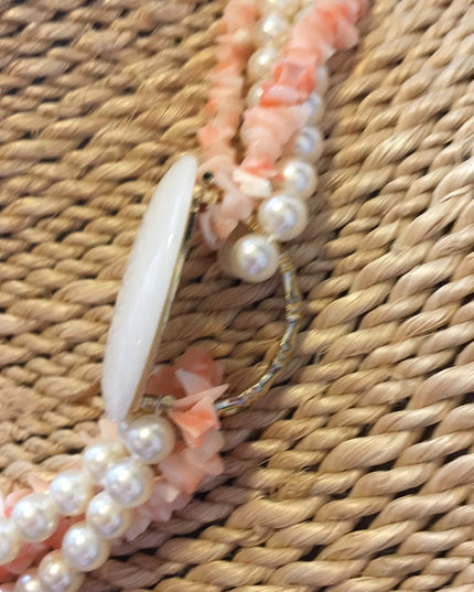 Vintage Faux pearl shell multi strand necklace x2