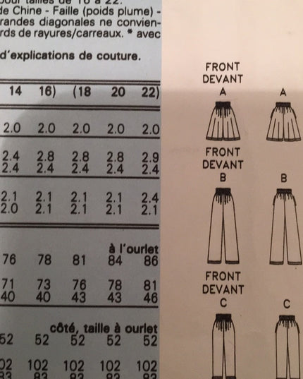 Vintage Vogue Sewing pattern 12-14 Pants shorts