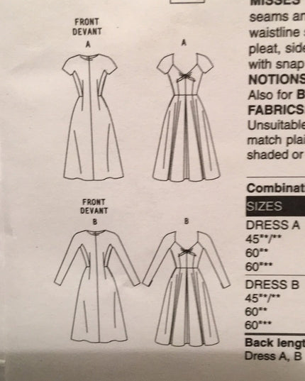 Vogue sewing pattern 1950s dress design