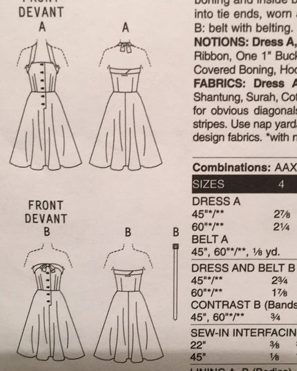 Vogue sewing pattern 1950s dress