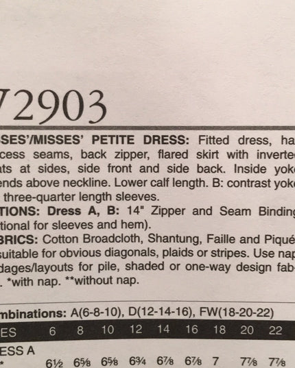 Vogue Sewing pattern 1950s dress