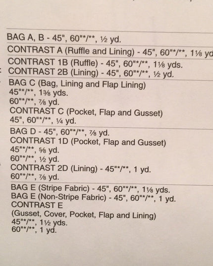 Vogue sewing pattern Market Bags NEW