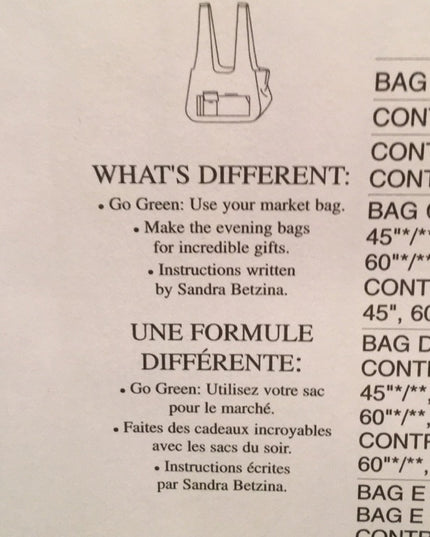 Vogue sewing pattern Market Bags NEW