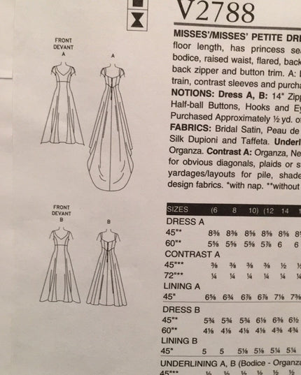 Vogue Sewing pattern Wedding dress NEW