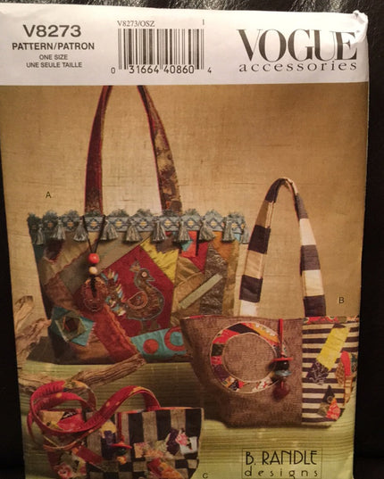 Vogue sewing pattern bags & totes  NEW