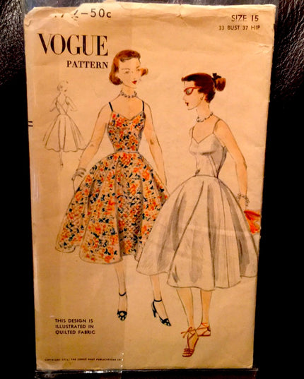 Vintage 1952 Vogue Sewing pattern party dress EASY