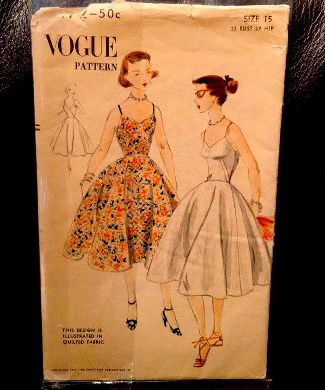 Vintage 1952 Vogue Sewing pattern party dress EASY