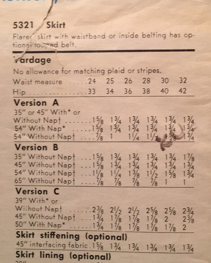 VTG Vogue 1950s Skirt pattern UNCUT
