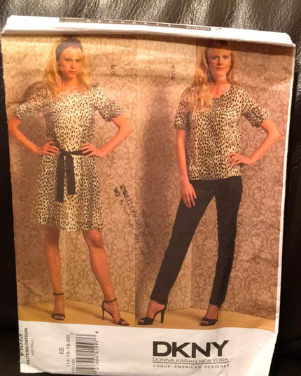 Vogue Sewing pattern DKNY top dress slip pants +