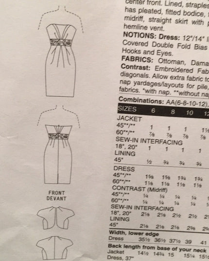 Vogue dress & Jacket sewing pattern Badgley Mishka