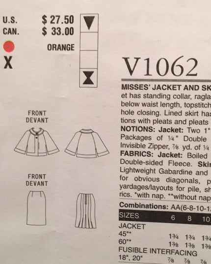 Vogue Sewing pattern Ann Klein Jacket skirt NEW