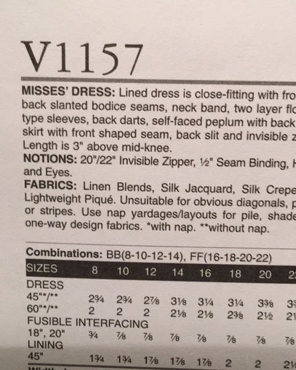 Vogue dress sewing pattern UNCUT Tracy Reese