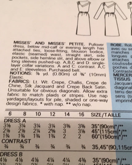 VTG Vogue Dress sewing pattern UNCUT