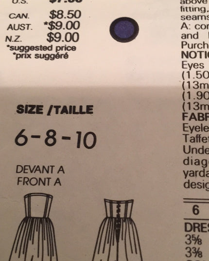VTG Vogue party dress sewing pattern UNCUT