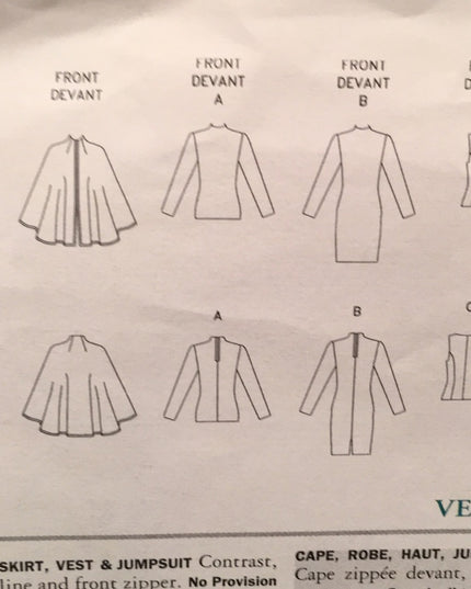 Vogue sewing pattern Dress vest Cape jumper Uncut