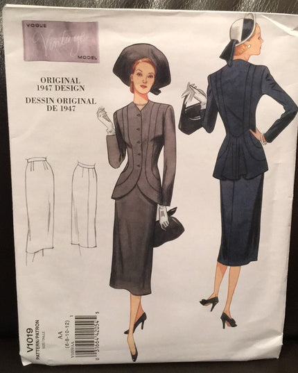 Vogue sewing pattern 1940s  jacket skirt UNCUT