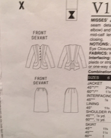 Vogue sewing pattern 1940s  jacket skirt UNCUT