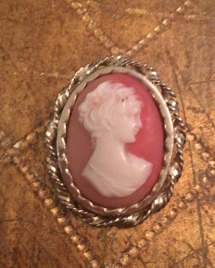 Vintage Resin 1970s Cameo Scarf clip accessory