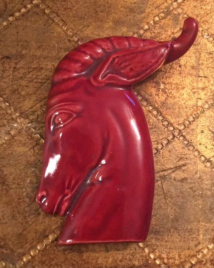 Vintage Large Ram Handmade ceramic brooch Zodiac