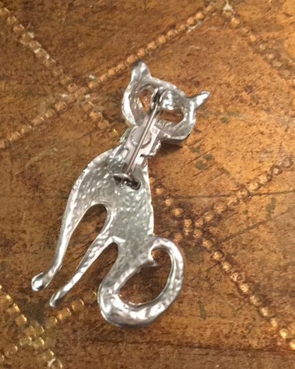 Vintage Kitty cat silver tone brooch
